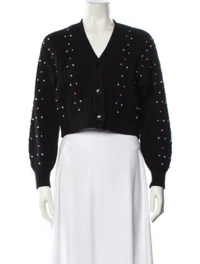 Pre-owned Sandro Wool V-neck Sweater In Black