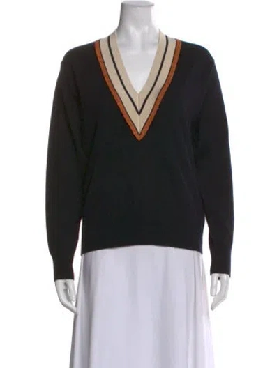 Pre-owned Sandro Wool V-neck Sweater In Black