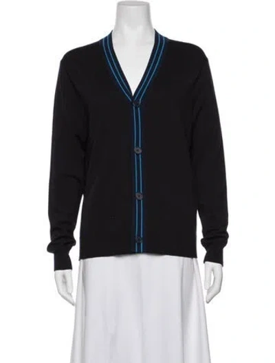 Pre-owned Sandro Wool V-neck Sweater In Black