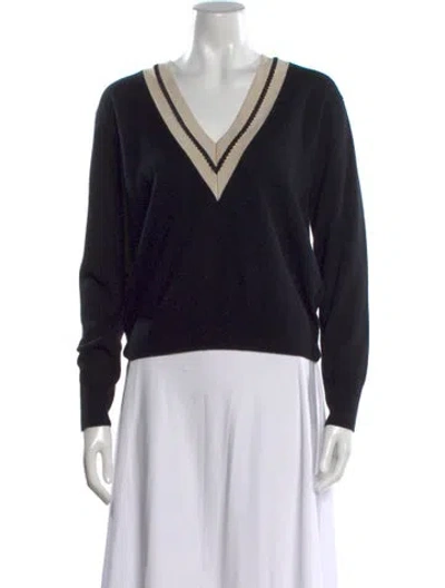 Pre-owned Sandro Wool V-neck Sweater In Black