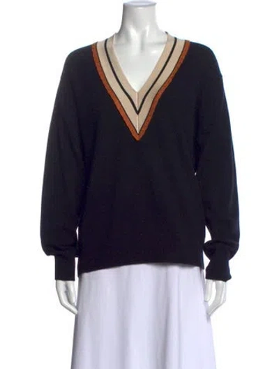 Pre-owned Sandro Wool V-neck Sweater In Black