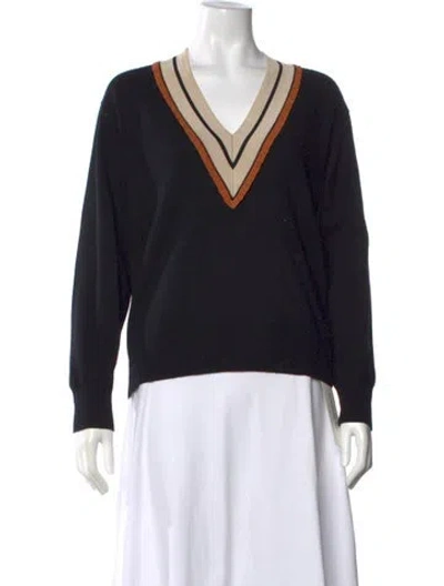 Pre-owned Sandro Wool V-neck Sweater In Black
