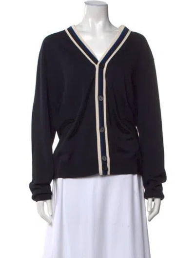 Pre-owned Sandro Wool V-neck Sweater In Black