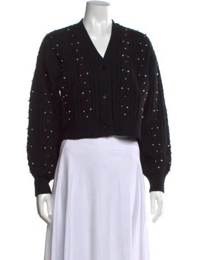 Pre-owned Sandro Wool V-neck Sweater In Black