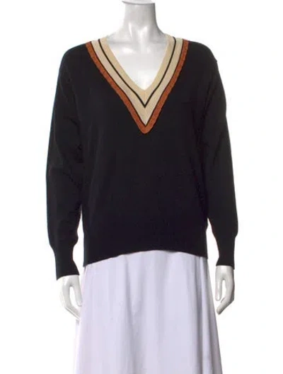 Pre-owned Sandro Wool V-neck Sweater In Black