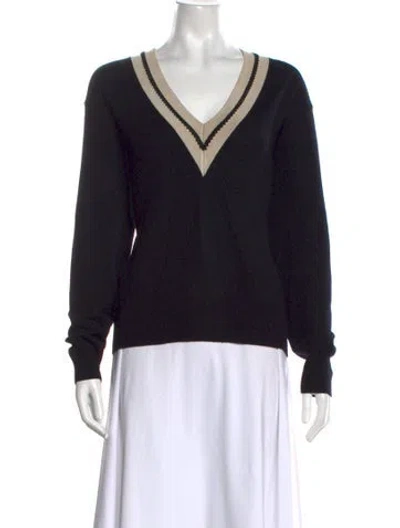 Pre-owned Sandro Wool V-neck Sweater In Black