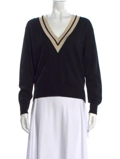 Pre-owned Sandro Wool V-neck Sweater In Black