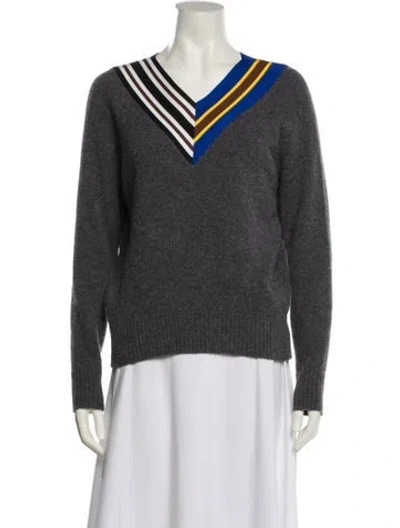 Pre-owned Sandro Wool V-neck Sweater In Blue