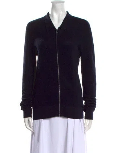 Pre-owned Sandro Wool V-neck Sweater In Blue