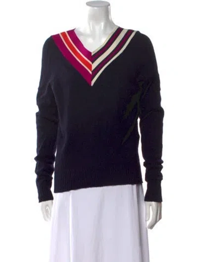 Pre-owned Sandro Wool V-neck Sweater In Blue