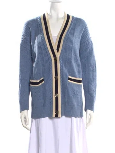 Pre-owned Sandro Wool V-neck Sweater In Blue