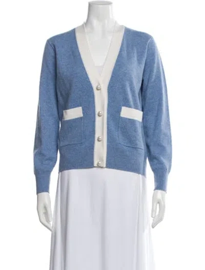 Pre-owned Sandro Wool V-neck Sweater In Blue