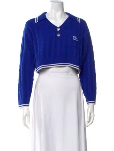 Pre-owned Sandro Wool V-neck Sweater In Blue