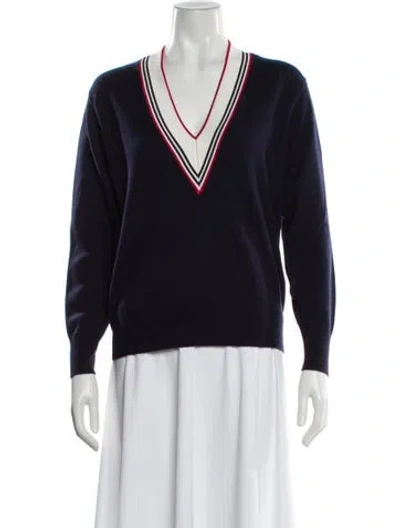 Pre-owned Sandro Wool V-neck Sweater In Blue