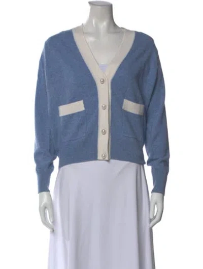 Pre-owned Sandro Wool V-neck Sweater In Blue