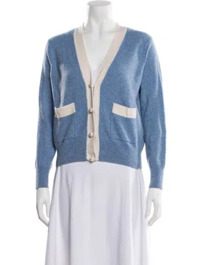 Pre-owned Sandro Wool V-neck Sweater In Blue