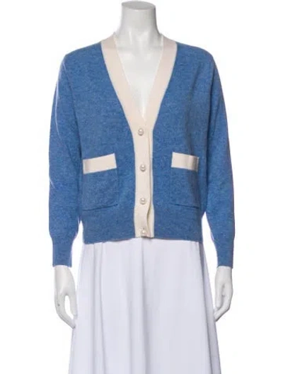 Pre-owned Sandro Wool V-neck Sweater In Blue