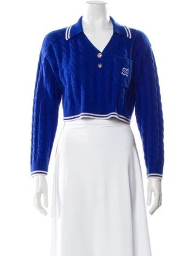 Pre-owned Sandro Wool V-neck Sweater In Blue