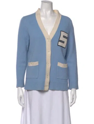 Pre-owned Sandro Wool V-neck Sweater In Blue
