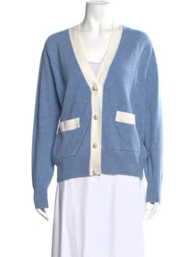 Pre-owned Sandro Wool V-neck Sweater In Blue