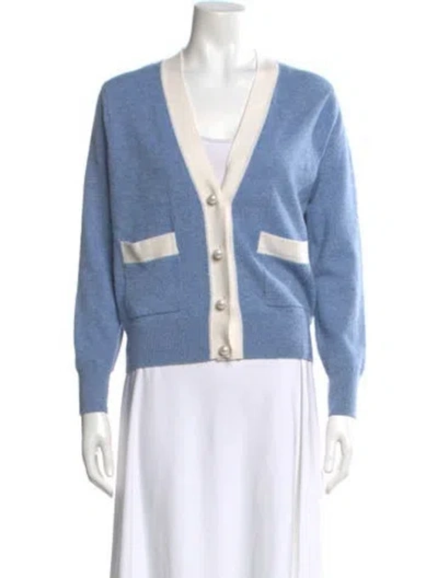 Pre-owned Sandro Wool V-neck Sweater In Blue