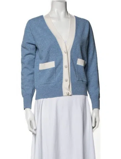 Pre-owned Sandro Wool V-neck Sweater In Blue