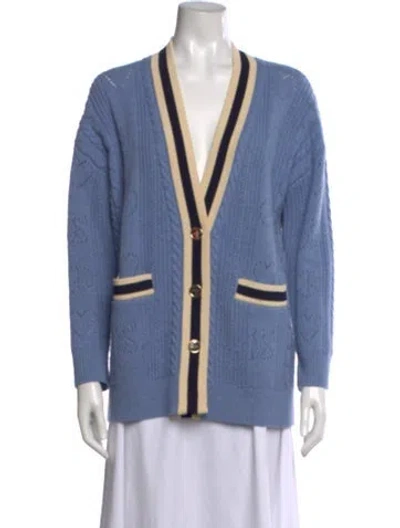 Pre-owned Sandro Wool V-neck Sweater In Blue