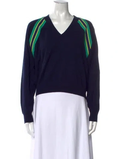 Pre-owned Sandro Wool V-neck Sweater In Blue