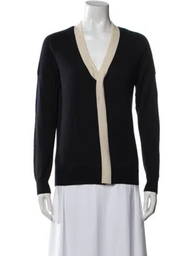Pre-owned Sandro Wool V-neck Sweater In Blue