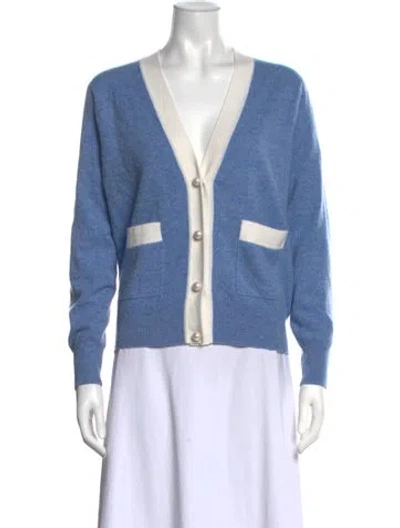 Pre-owned Sandro Wool V-neck Sweater In Blue