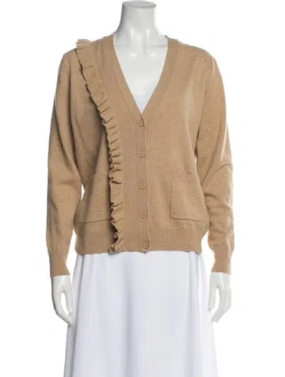 Pre-owned Sandro Wool V-neck Sweater In Brown