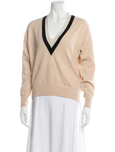 Pre-owned Sandro Wool V-neck Sweater In Brown