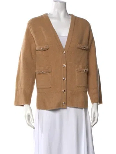 Pre-owned Sandro Wool V-neck Sweater In Brown