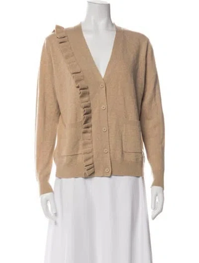 Pre-owned Sandro Wool V-neck Sweater In Brown