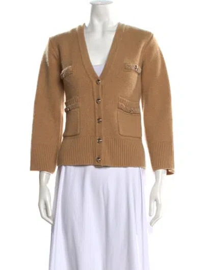 Pre-owned Sandro Wool V-neck Sweater In Brown