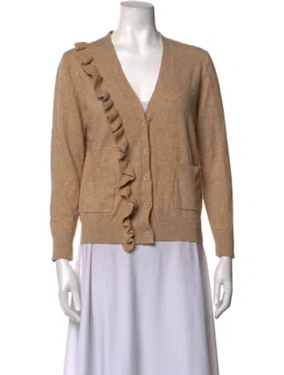 Pre-owned Sandro Wool V-neck Sweater In Brown