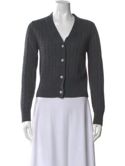 Pre-owned Sandro Wool V-neck Sweater In Gray