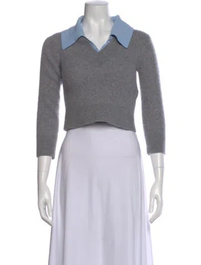 Pre-owned Sandro Wool V-neck Sweater In Gray