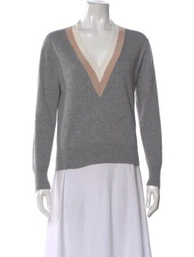 Pre-owned Sandro Wool V-neck Sweater In Gray