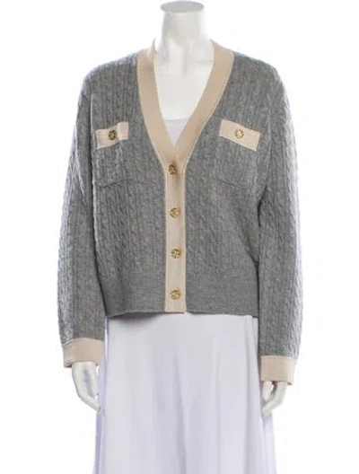 Pre-owned Sandro Wool V-neck Sweater In Gray