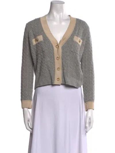 Pre-owned Sandro Wool V-neck Sweater In Gray