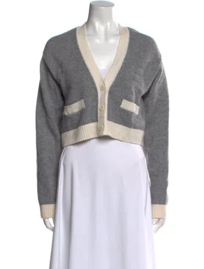 Pre-owned Sandro Wool V-neck Sweater In Gray