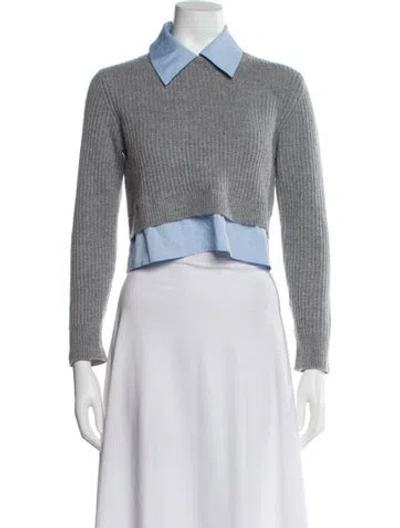 Pre-owned Sandro Wool V-neck Sweater In Gray