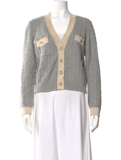 Pre-owned Sandro Wool V-neck Sweater In Gray