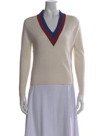 Pre-owned Sandro Wool V-neck Sweater In Gray