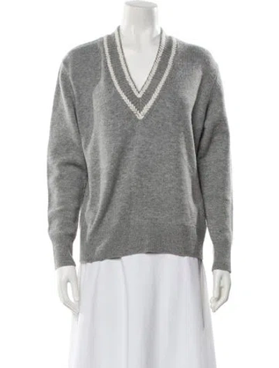 Pre-owned Sandro Wool V-neck Sweater In Gray