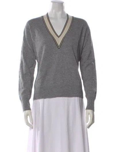 Pre-owned Sandro Wool V-neck Sweater In Gray