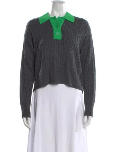 Pre-owned Sandro Wool V-neck Sweater In Gray