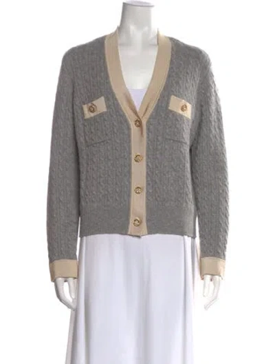 Pre-owned Sandro Wool V-neck Sweater In Gray