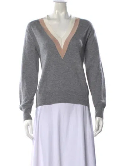 Pre-owned Sandro Wool V-neck Sweater In Gray